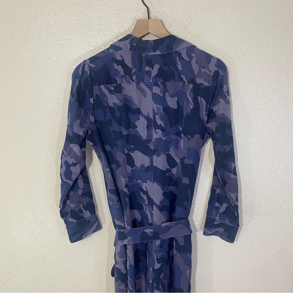 Soft Surroundings Mixed Blue Camo Button Down Belted Maxi Dress PS - Picture 7 of 11